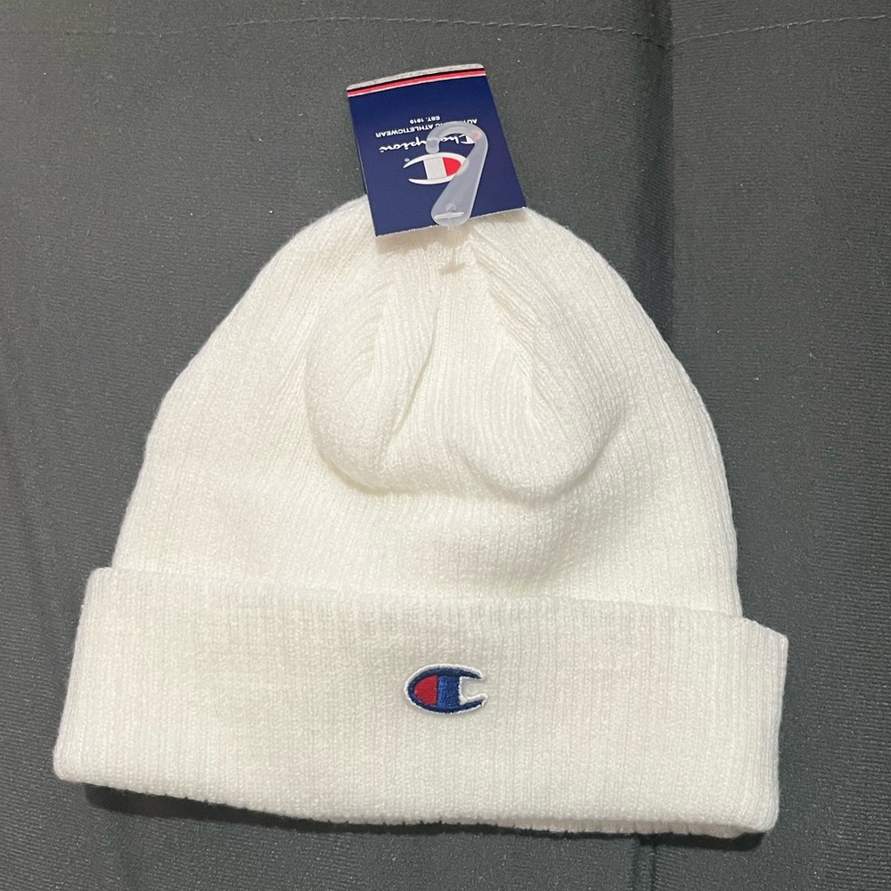 NWT Champion ribbed white beanie - OS